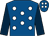 Royal blue, white spots, dark blue sleeves