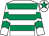 White & emerald green hoops, emerald green chevrons on sleeves, emerald green star on cap