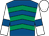 Royal blue, emerald green chevrons, white sleeves, royal blue armlets, white cap