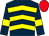 Dark blue, yellow chevrons and armlets, red cap