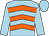 Light blue, orange chevrons, light blue sleeves and cap