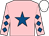 Pink, royal blue star, royal blue diamonds on sleeves, white cap