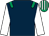 Dark blue, emerald green epaulets, white sleeves, emerald green and white striped cap