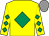 Yellow, emerald green diamond, diamonds on sleeves, grey cap