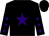 Black, purple star, purple stars on sleeves, black cap