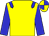 Yellow body, big-blue epaulettes, big-blue arms, yellow cap, big-blue quartered