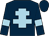 Dark blue body, light blue cross of lorraine, dark blue arms, light blue armlets, dark blue cap