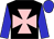 Black, pink maltese cross, blue sleeves and cap