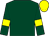 dark green, yellow armbands and cap