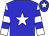 Big-blue body, white star, white arms, big-blue hooped, big-blue cap, white star