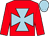 red, light blue maltese cross, light blue cap