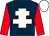 Dark blue, white cross of lorraine, red sleeves, white cap