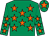 Emerald green, orange stars, emerald green cap, orange star