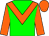 Big-green body, orange chevron, orange arms, orange cap