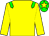 Yellow body, green epaulettes, yellow arms, green cap, yellow star