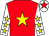 Red, yellow star, white sleeves, yellow stars, white cap, red star