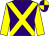 Purple, yellow cross belts and sleeves, quartered cap