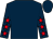 Dark blue, red stars on sleeves