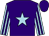 Purple, light blue star, light blue and purple striped sleeves