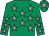 Emerald green, grey stars, emerald green cap, grey star