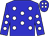 Big-blue body, white spots, big-blue arms, white spots, big-blue cap, white spots