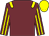 Garnet body, yellow epaulettes, garnet arms, yellow striped, yellow cap