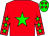 Red body, green star, red arms, green stars, green cap, red stars