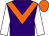 Purple body, orange chevron, white arms, orange cap