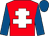 Red, white cross of lorraine, royal blue sleeves and cap