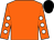 orange, white spots on sleeves, black cap