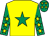 Yellow, emerald green star, emerald green sleeves, yellow stars, emerald green cap, yellow stars