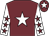 Garnet body, white star, white arms, garnet stars, garnet cap, white star