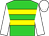 Lime Green, Two Yellow hoops, White sleeves and cap