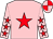 Rose body, red star, rose arms, red stars, rose cap, red quartered