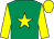 Emerald green, yellow star, sleeves and cap