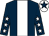 Dark blue, white stripe, dark blue sleeves, white stars, white cap, dark blue star