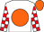 White body, orange disc, white arms, red checked, orange cap