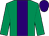 Emerald green, purple stripe, purple cap