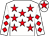 White, red stars, diamonds on sleeves, white cap, red star