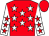 Red, white stars, white sleeves, red stars and cap