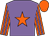 Mauve body, orange star, orange arms, mauve striped, orange cap