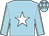 light blue,white star,white seams on light blue sleeves, white stars on cap