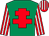 Emerald green, red cross of lorraine, red and white striped sleeves and cap