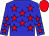 Blue body, red stars, blue arms, red stars, red cap