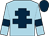 Light blue body, dark blue cross of lorraine, light blue arms, dark blue armlets, dark blue cap