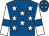 Royal blue, white stars, white sleeves, royal blue armlets