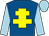 Royal blue, yellow cross of lorraine, light blue sleeves and cap