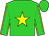 Lime green, yellow star, yellow seams on sleeves, lime green cap