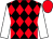 Black, red diamonds, white sleeves, red cap