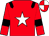 red, white star, black epaulets, red sleeves, black armlets, red and white quartered cap